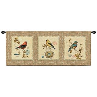 Songbirds 53" Wide Wall Hanging Tapestry   #J8993