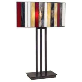 Striped Art Glass Iron Base Table Lamp   #65251