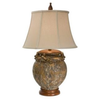 Natural Light Galicia Ceramic and Wood Table Lamp   #P5225