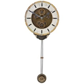 Leonardo Mini Cream Pendulum 6" Wide Round Wall Clock   #R8107