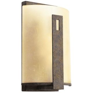 Olde Iron Finish Linen Glass 11" High Wall Sconce   #J8540