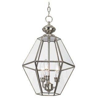 Brushed Nickel with Clear Glass 12" Wide Foyer Pendant Light   #93770