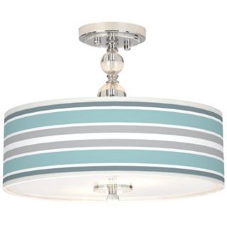 Multi Color Stripes Giclee 16" Wide Semi Flush Ceiling Light   #N7956 X4190