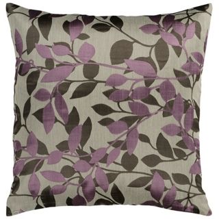 Surya 18" Square Oyster Gray and Plum Throw Pillow   #V3062