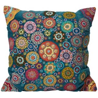 Teal Mini Mandalas 18" Square Decorative Accent Pillow   #W3993