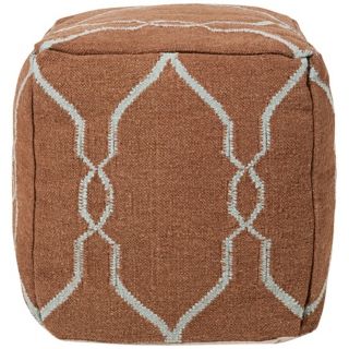 Surya 18" Square Mocha Brown Wool Ottoman Pouf   #Y3015