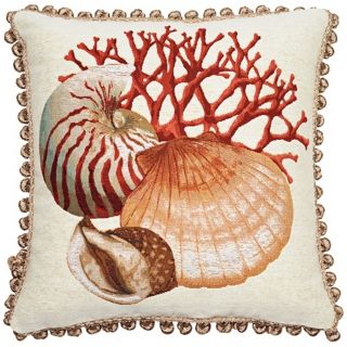Clam Ball Fringe 19" Square Throw Pillow   #T6213