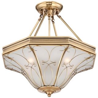 Brass Scroll 20 Wide Traditional Ceiling Light   #X0056  