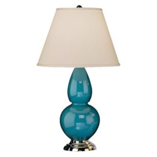 Robert Abbey 22 3/4" Peacock Blue Ceramic and Silver Lamp   #G6675