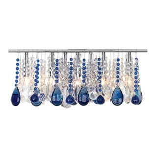 24 Wide Blue and Clear Crystal Five Light Bathroom Fixture   #33774