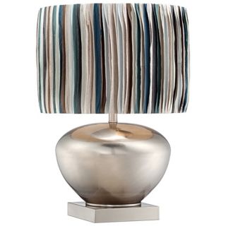 Possini Euro Nickel Pot Table Lamp with Strips Shade   #W6881
