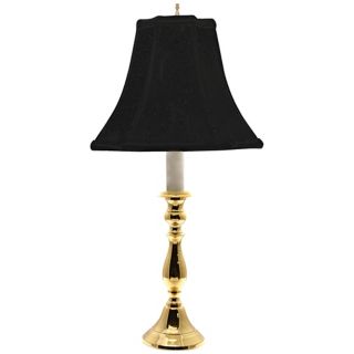 Polished Brass Black Shade Candlestick 24" High Table Lamp   #J9036