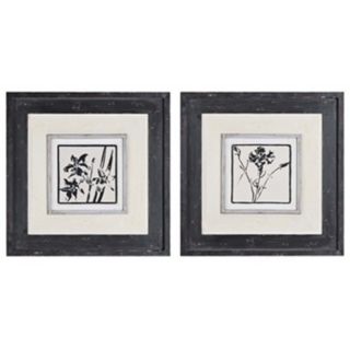 Uttermost Black and White 22" Square Floral Wall Art   #W2770
