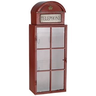 Vintage Telephone Booth Cabinet with Hooks   #V9841