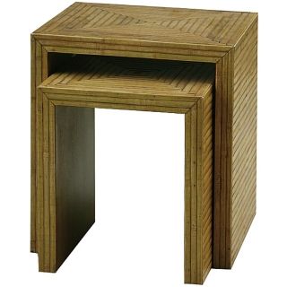 Set of Two Bamboo Parquet Nest Tables   #H2364