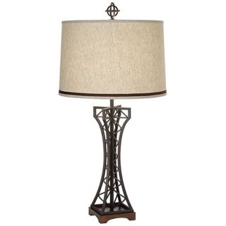 Walnut and Rust Bronze Eiffel Tower Table Lamp   #V2247