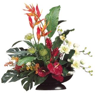 Heliconia and Orchids in Oval Container Faux Flowers   #N6705