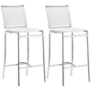 Set of 2 Zuo Soar White 28 1/2" High Bar Stools   #T2509