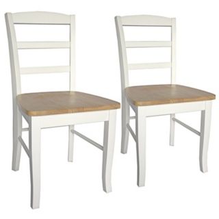 Set of 2 Madrid White and Natural Ladderback Dining Chairs   #U4232