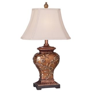 Copper Bronze Finish Carved Leaf and Vine Table Lamp   #81692