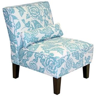 Sky Blue Floral And Canary Print Arm Chair   #V5954