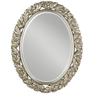 Murray Feiss Leaves Oval 36 1/4" High Silver Wall Mirror   #X5731