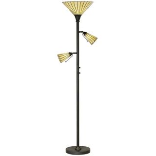 Tiffany Style Pleated Glass Tree Torchiere Floor Lamp   #23902