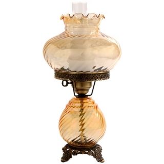 Amber Swirl Optic Shade Night Light Hurricane Table Lamp   #F7902
