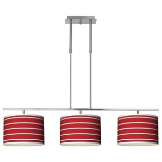 Bold Red Stripe 46" Wide Bar Hanging 3 Drum Island Light   #M3236 M8881