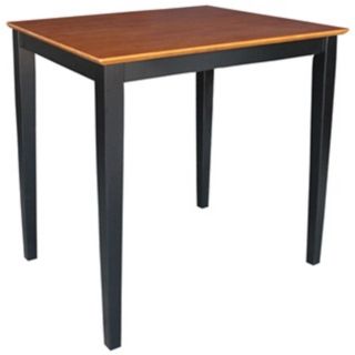 Solid Wood 36" High Shaker Leg Black and Cherry Wood Table   #Y5453