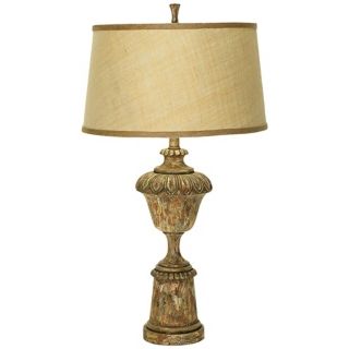 Aged Wood Finish Urn Table Lamp   #T1690