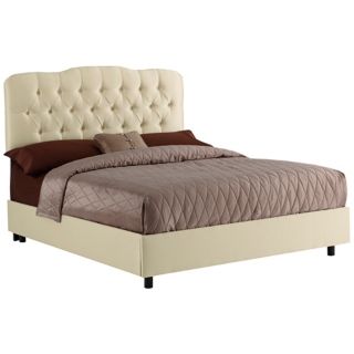 Tufted Headboard Parchment Shantung Bed (King)   #P2953