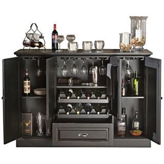 American Heritage Carlotta Antique Black Bar Cabinet   #X2799