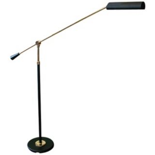 House of Troy Polished Brass and Black Floor Piano Lamp   #06587