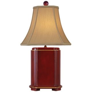 Red Lacquer Square Table Lamp   #N1954