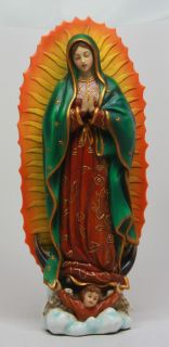 OUR LADY OF GUADALUPE.VIRGIN MARY COLOR SCULPTURE/STATUE.HOLY DECOR