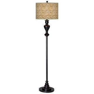 Seagrass Giclee Glow Black Bronze Floor Lamp   #W9956 X2899