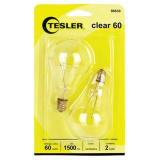 Tesler 60 Watt 2 Pack Clear Ceiling Fan Candelabra Bulbs   #96630