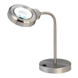 Brushed Steel Gooseneck Magnifier Desk Lamp   #37897
