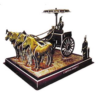 DIY 3D Puzzel China Bronzen Strijdwagens Paarden (64pcs, moeite 4 van