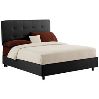 Black Microsuede Tufted Bed   #N6183