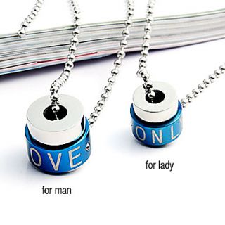 USD $ 7.79   Love Only Rotatable Titanium Steel Couples Necklace,