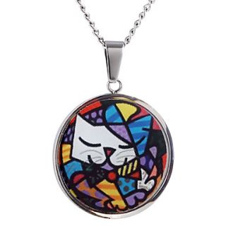 EUR € 15.81   Acier inoxydable 316L chat rétro collier pendentif