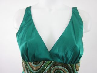 Julie Brown Green Silk Sleeveless Sequin Shirt Sz S