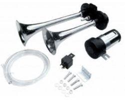 Dual Chrome Trumpet Air Horn Kit, Sound Output 118dB, Will enhance the