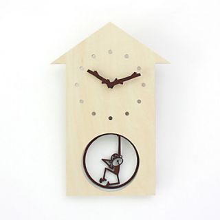 casa de madeira engraçado e swing macaco design analógico relógio