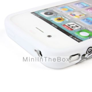 coração padrão de capa de silicone protetora para iPhone 4 (branco