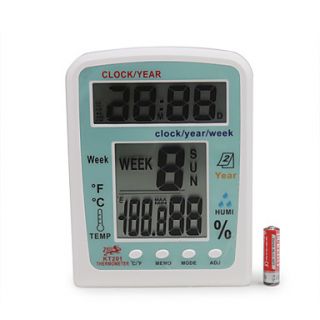 Clock and Week Hygro Thermometer Showing Clock Year Week KT 201