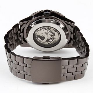 Automatische Analog Herren Armbanduhr mit Stahl Armband (schwarz