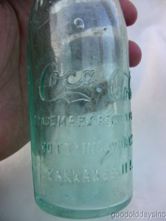 Antique Blue Green Glass Coca Cola Coke Bottle Kankakee IL